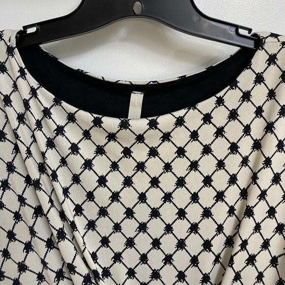 Gilli Diamond Pattern Midi Dress Size S Off-White Black Lined Office Neutral - Picture 3 of 9